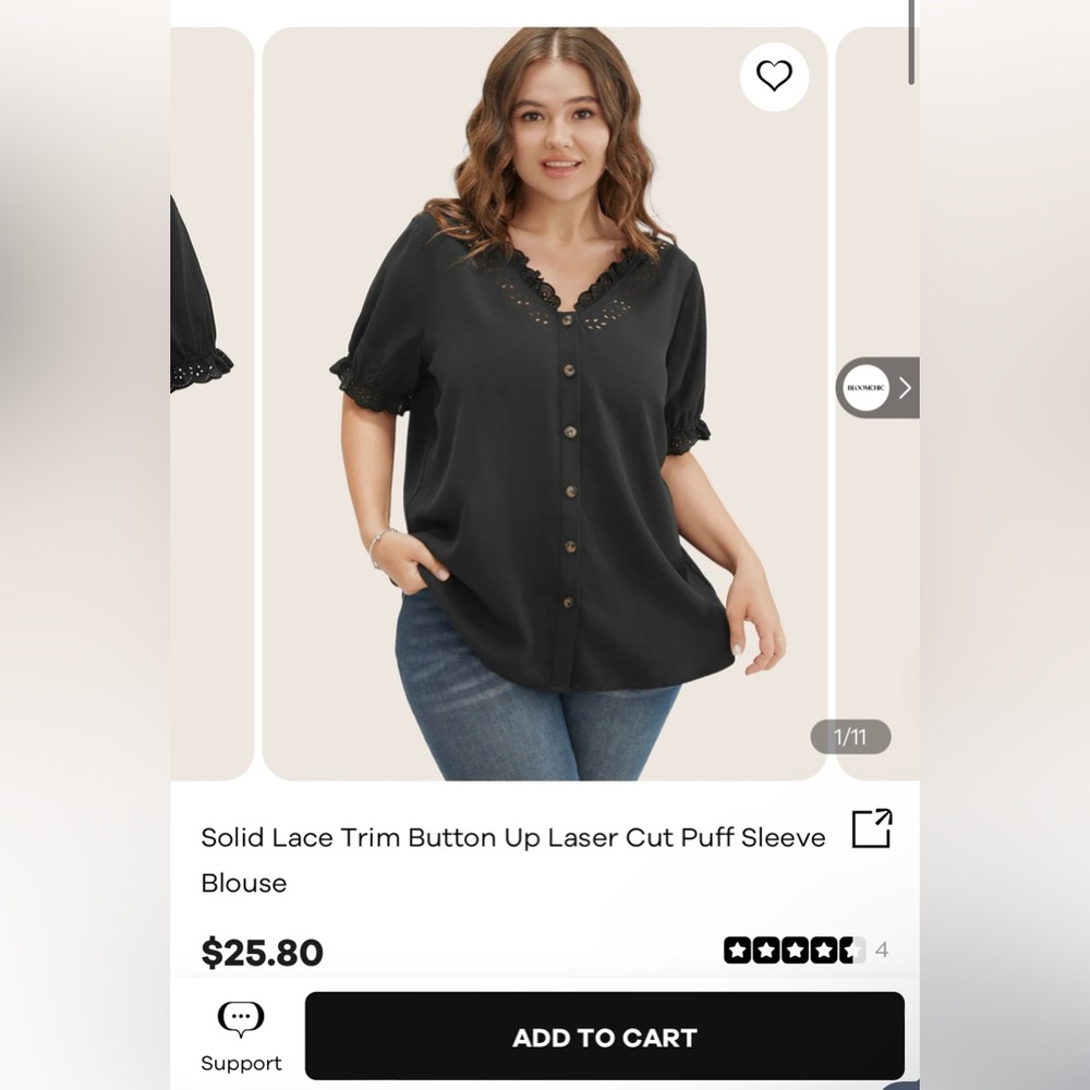 Bloomchic blouse NWT with short sleeve